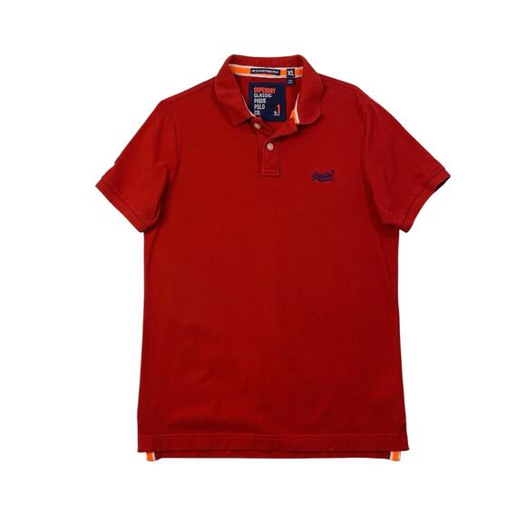 Superdry Polo Shirt Boys XL Extra Large Red Cotton Classic Pique Short Sleeve - Picture 1 of 12
